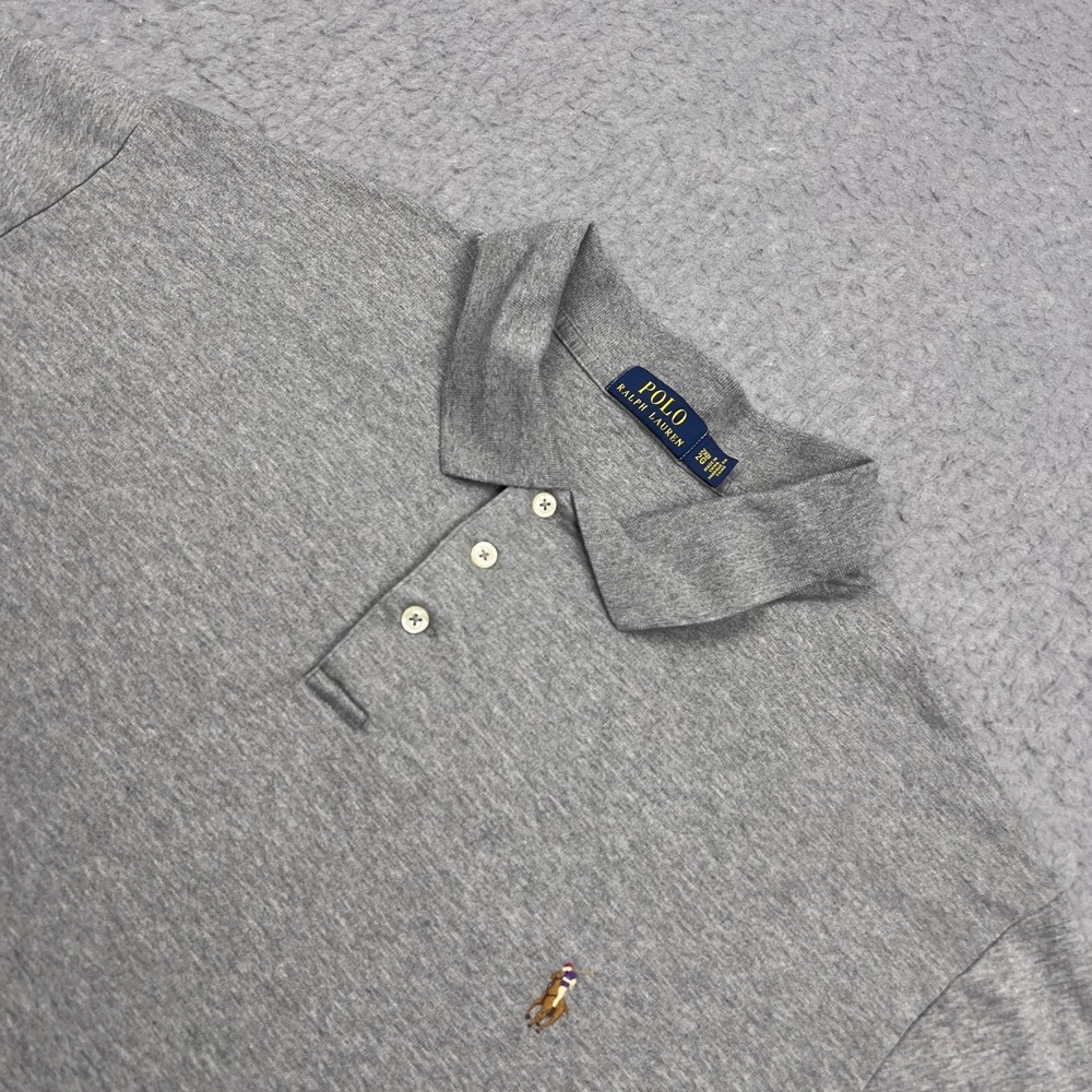 Polo Ralph Lauren Shirt Men's 2XB Gray Classic Flesh Pony Casual Cotton Knit Top